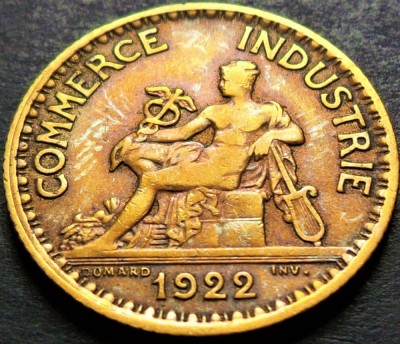 Moneda istorica (BUN PENTRU) 1 FRANC - FRANTA, anul 1922 * cod 4421 foto