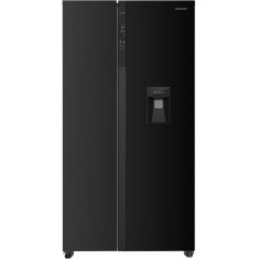 Side by side Heinner HSBS-HM529NFBKWDE++, Clasa E, 529l, Full NoFrost, dozator apa, H 177cm, Negru