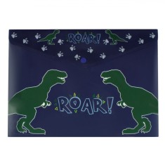 Mapă Plastic Unisex, Model Dinozauri, Culori Verde și Albastru, 33x24cm