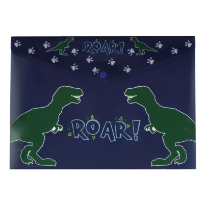 Mapă Plastic Unisex, Model Dinozauri, Culori Verde și Albastru, 33x24cm foto