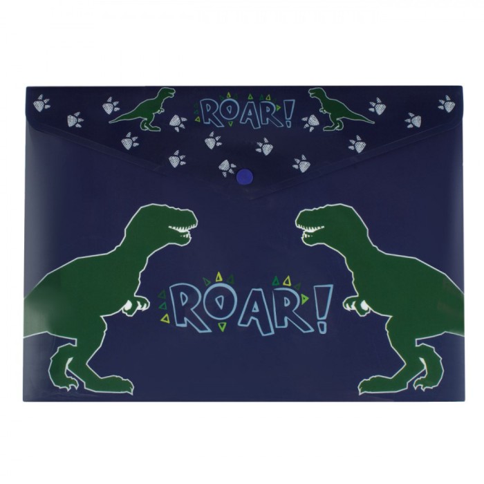 Mapă Plastic Unisex, Model Dinozauri, Culori Verde și Albastru, 33x24cm