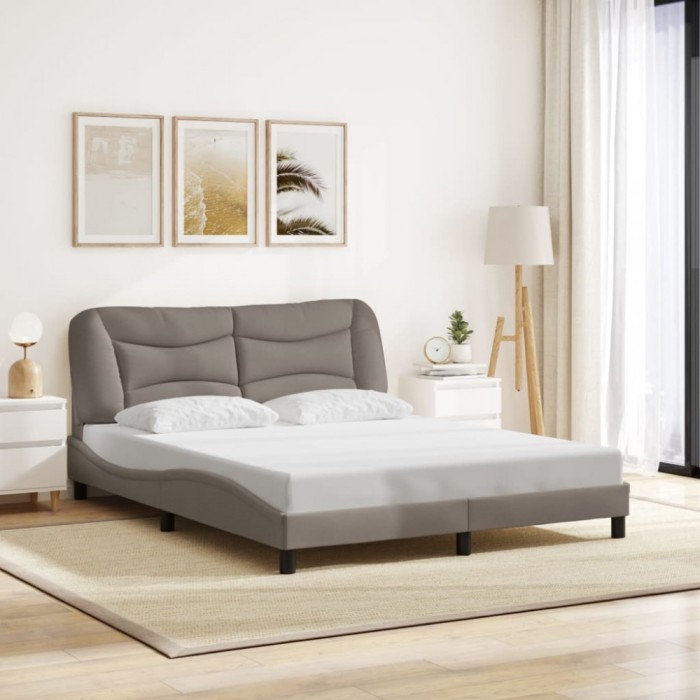 vidaXL Cadru de pat fără saltea, Hvar, gri taupe, 160x200 cm, textil 3207783