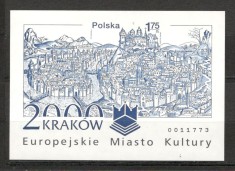 Polonia.2000 Cracovia:Capitala culturala europeana-Bl. nedantelat MP.358