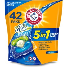 Detergent Rufe, Arm &amp;amp; Hammer, Oxi Clean, 5-in-1, Curatare Eficienta cu Bicarbonat de Sodiu, 42 buc