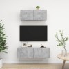 Gossi set de dulapuri tv, 2 piese, gri beton, lemn prelucrat