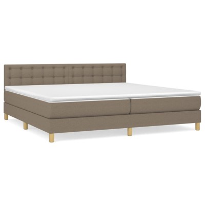 Pat box spring cu saltea, gri taupe, 200x200 cm, textil foto