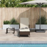 VidaXL Șezlong Maron și crem Ratan PE 157 x 55 x 92 cm Pliabil Șezlong