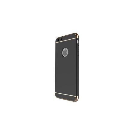 Pachet husa Apple iPhone 7+, Luxury Black Plated, folie de sticla gratis