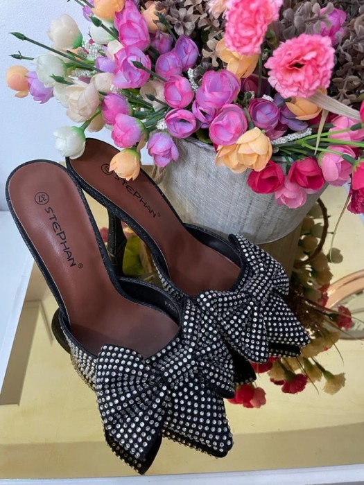 Papuci cu Toc si Strasuri Aimee Black