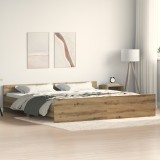 VidaXL Cadru de pat, stejar prelucrat, 200x200 cm, lemn prelucrat