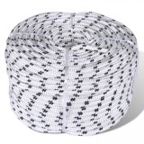 Rolă fr&acirc;nghie &icirc;mpletită par&acirc;mă barcă, poliester, 10 mm x 50 m, vidaXL