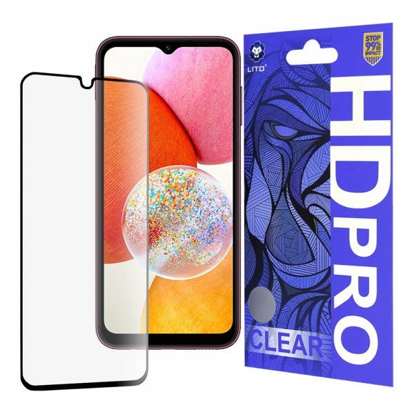 Folie de protectie Ecran Lito HD Pro Clear pentru Samsung Galaxy A14 A145 / A14 5G A146, Sticla Securizata, Full Glue, Neagra
