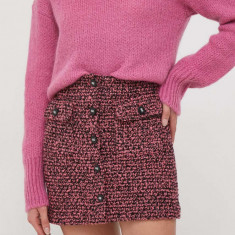 United Colors of Benetton fusta din amestec de lana culoarea roz, mini, drept