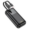 Baterie Hoco Q25, Powerbank 10.000mAh, Cabluri integrate Type-C + Lightning, Negru