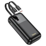 Baterie Hoco Q25, Powerbank 10.000mAh, Cabluri integrate Type-C + Lightning, Negru