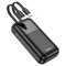 Baterie Hoco Q25, Powerbank 10.000mAh, Cabluri integrate Type-C + Lightning, Negru