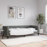 VidaXL Pat de zi, gri &icirc;nchis, 90x200 cm, material textil