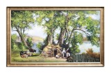 Cumpara ieftin Tablou GIGANT pictat manual inramat, Tarancute la lucru, 120x75cm ulei pe panza, rama din lemn, Geo Ungureanu