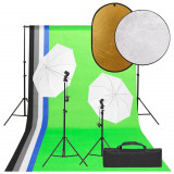 Set studio foto cu lumina, fundal si reflector GartenMobel Dekor, vidaXL