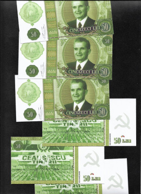 Bancnota fantezie comunista 50 lei Nicolae Ceausescu foto