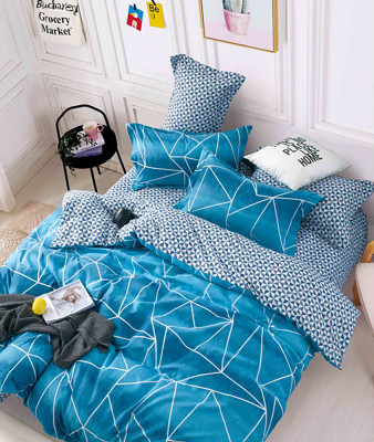 Lenjerie de pat pentru o persoana cu 2 huse de perna dreptunghiulara, Calydon, bumbac mercerizat, multicolor foto