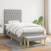 VidaXL Pat box spring cu saltea, gri deschis, 90x200 cm, textil 3137365