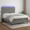 vidaXL Pat cu arcuri, saltea și LED, gri &icirc;nchis, 140x190 cm, textil 3135110