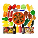 Set joaca supermarket, fructe si legume, sosuri, alimente si ustensile de bucatarie, multicolor, 3 ani +