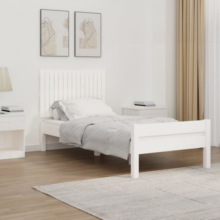 Tablie de pat pentru perete, alb, 95,5x3x60 cm, lemn masiv pin GartenMobel Dekor