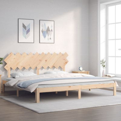 vidaXL Cadru pat cu tăblie 200x200 cm, lemn masiv de pin foto