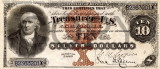 10 dolari 1880 Reproducere Bancnota USD , Dimensiune reala 1:1