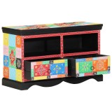 Dulap TV VidaXL Multicolor 80x35x50 cm din Lemn Masiv de Mango