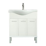 Dulap Baie Inferior Nerva 75 cm cu Lavoar Alb MDF, 75x85x34 cm