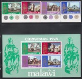 Malawi 1978 - Crăciun - Biserici din Malawi, Serie + Bloc, MNH, Nestampilat
