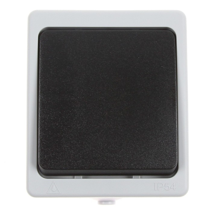 Intrerupator simplu Hoff Cubik, aparent, 10A, IP54, gri + negru