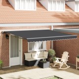 vidaXL Marchiză manuală retractabilă portocalie și albă 350x250 cm