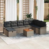 Cumpara ieftin Set de canapele pentru grădină cu pernă 9 pcs Gri Rattan poli