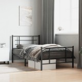 VidaXL Cadru pat metalic cu tăblii de cap/picioare, negru, 100x190 cm