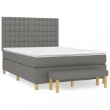Cumpara ieftin Pat box spring cu saltea, gri inchis, 140x200 cm, textil