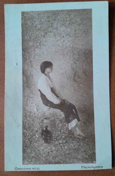 Carte postala, reproducere Primavara/Grigorescu, 1924