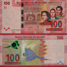 BOLIVIA █ bancnota █ 100 Bolivianos █ 1986 (2018) █ P-251 █ UNC █ necirculata