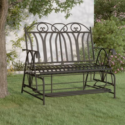 vidaXL Bancă glisantă cu 2 locuri, negru, 114 cm, oțel 318833 foto