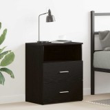 Noptiera vidaXL Negru Stejar 50x32x60cm, 2 Sertare, Lemn, Dormitor