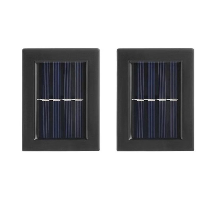Set 2 lampi solare de perete, cu lumina calda, din ABS, rezistente la apa, cu senzor de lumina, negru