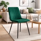 Cumpara ieftin Scaun Bucatarie/Living Leobert Artool Lava, Catifea Verde/Negru, Metal, 43x51x90 cm, Design Scandinav, Rezistent