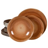 Set Masa Earth 12 piese Cesiro Alb Ivoire cu maro