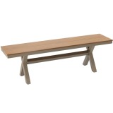 Banca de gradina din aluminiu cu sezut aspect lemn, 150 cm, bej