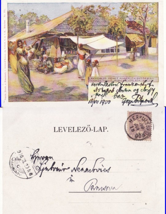 Insula Ada Kaleh -Bazarul -litografie , RR