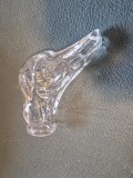 Sculptură Cap Ogar Sticlă Masivă Vintage Empoli Italia &ndash; Dop Decantor / Prespapier 1960