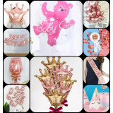 Decoratiune Zi de Nastere Baby Girl, 44 piese